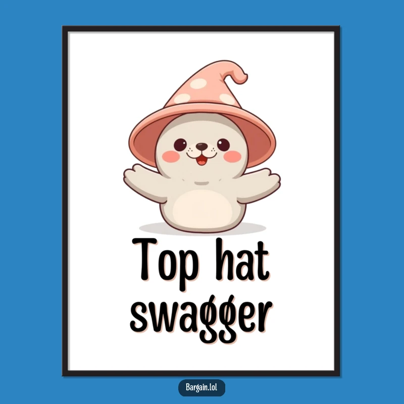 Funny Kawaii Seal Poster: Giant Novelty Hat Art for Joyful Decor