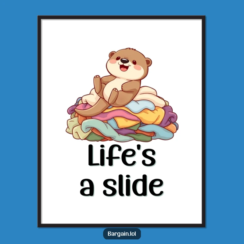 Funny Otter Slide Poster: Whimsical Wall Art for Playful Spaces