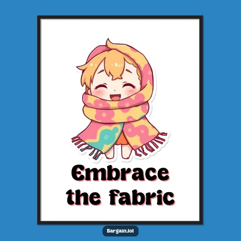 Funny Scarf Life Poster: Tiny Character's Epic Scarf Moment, Quirky Wall Art!