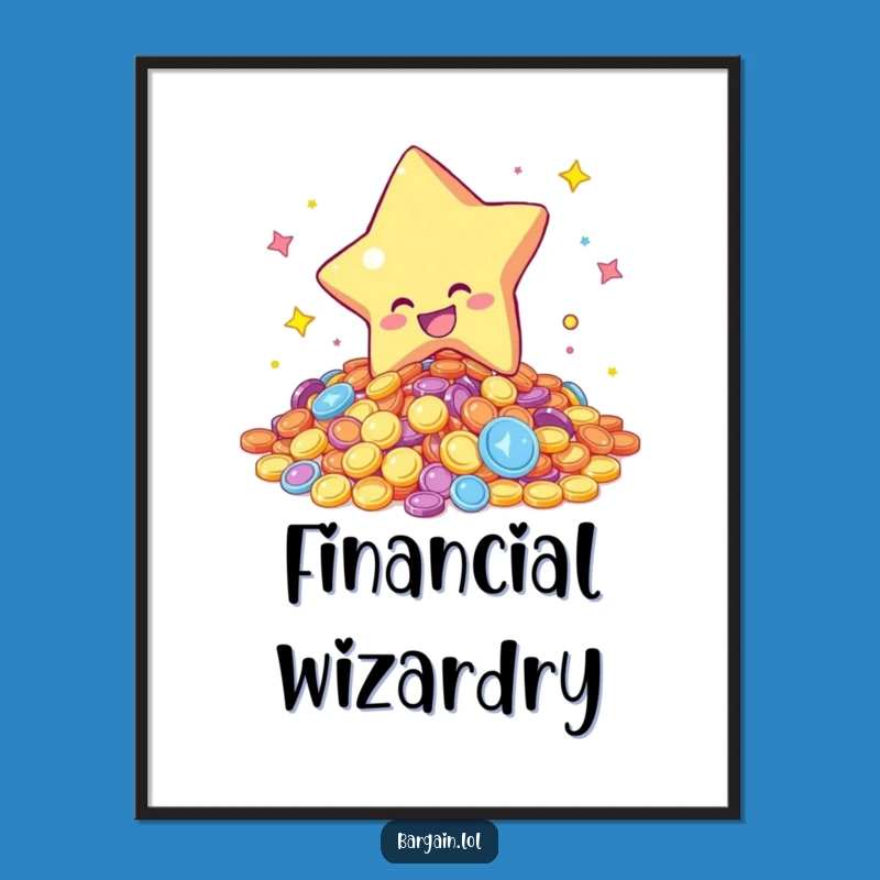 Funny Star Coins Poster - Vibrant Wall Art, Brings Joy & Luck, Great Funny Gift