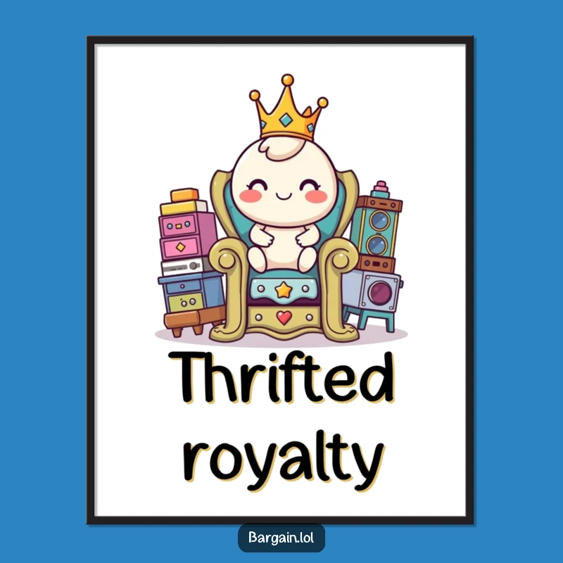 Funny Thrift King Poster: Royal Character Art, Hilarious Decor Gift