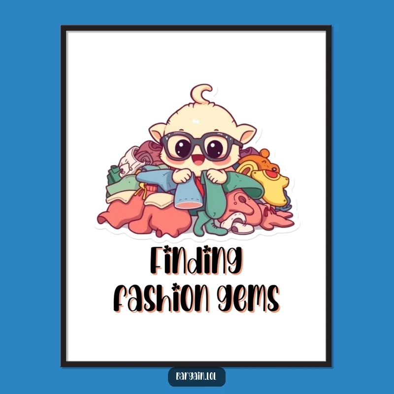 Funny Thrifting Creature Poster: Whimsical Art, Hilarious Decor Gift