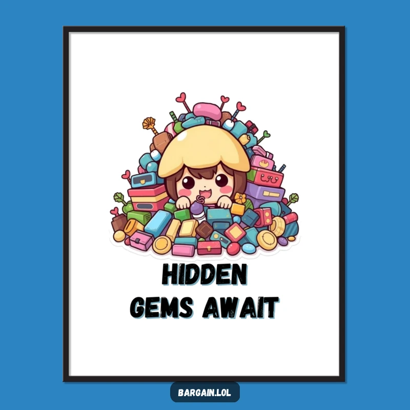 Funny Treasure Peek Art Print - Colorful Second-hand Decor Gift