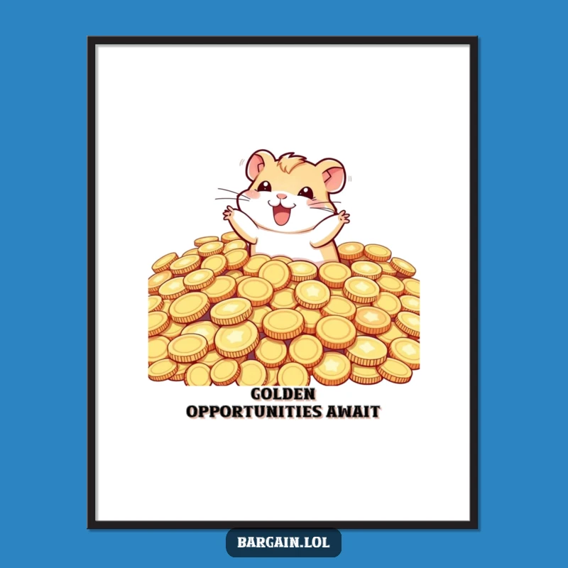 Funny Hamster Coin Dive Poster - Humorous Wall Art & Hilarious Gift Idea