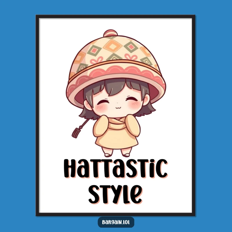 Funny Oversized Hat Art Print - Shy Style Wall Decor Gift