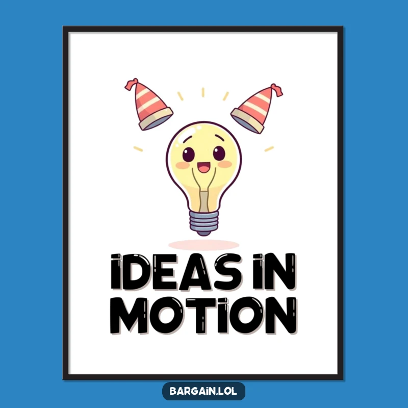 Funny Surprised Lightbulb Juggling Hats Poster: Whimsical Wall Art, Perfect Funny Gift