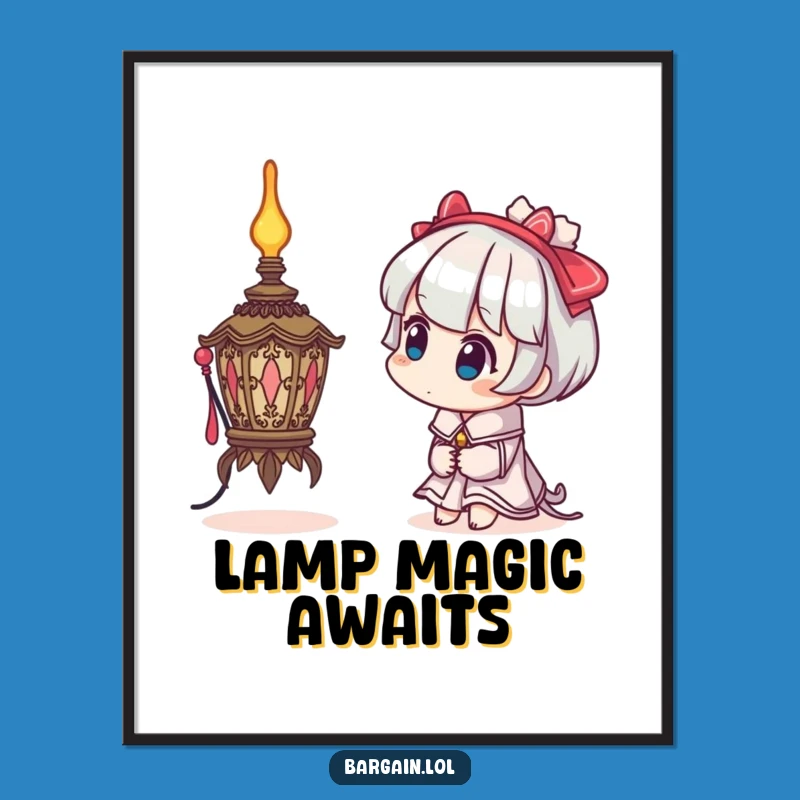 Funny Poster: Curious Lamp Character - Bizarre Art, Intriguing Decor, Funny Gift