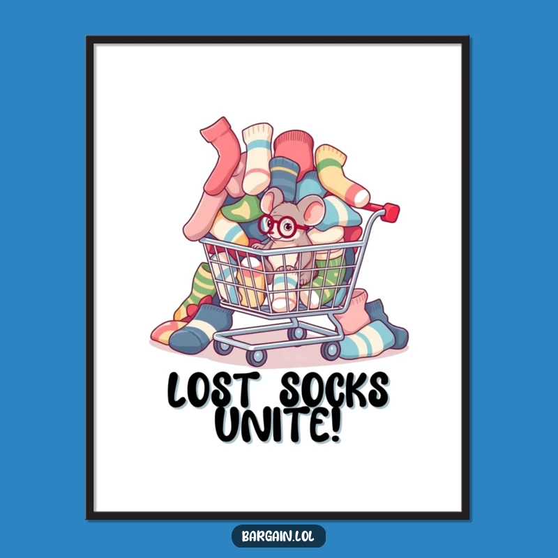 Funny Sock Mouse Poster: Laundry Mystery Art, Perfect Quirky Gift Decor