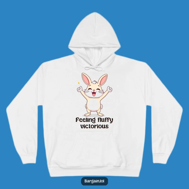 Funny Dust Bunny Hoodie: Cozy Up in This Hilarious Victory Dance Design for Ultimate Comfort!