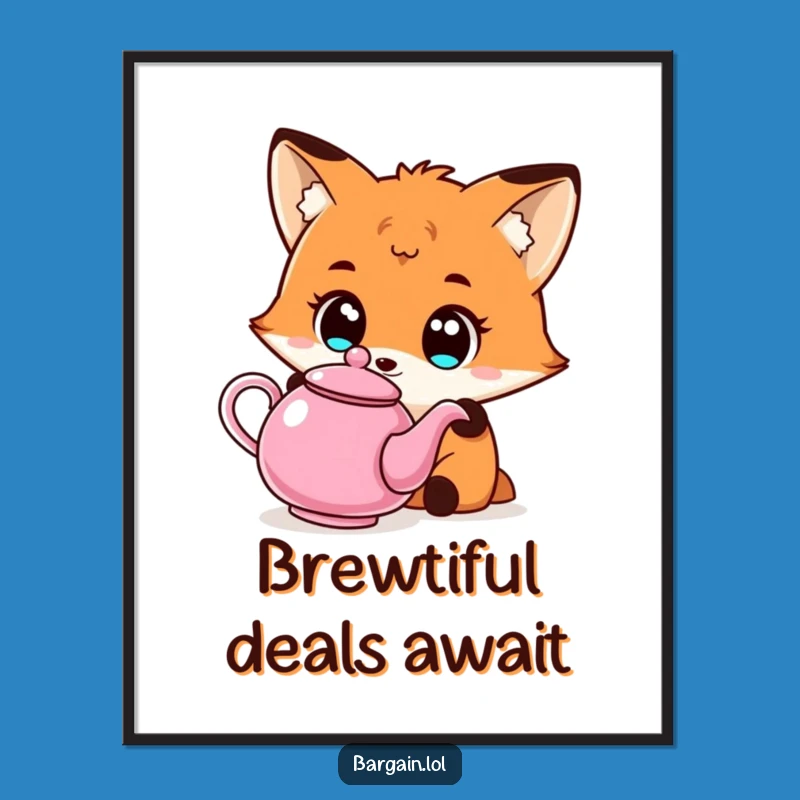 Funny Free Printable Wall Art: Fox's Quirky Teapot Fascination!