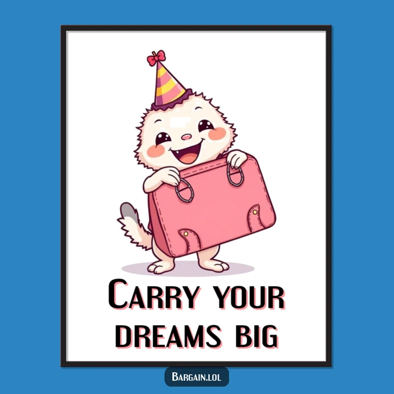 Free Printable Wall Art: Creature's Party Hat & Retro Bag - Quirky Decor!