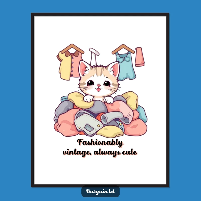 Free Printable Wall Art: Kawaii Kitten Thrift Store Chic Funny Downloadable Decor
