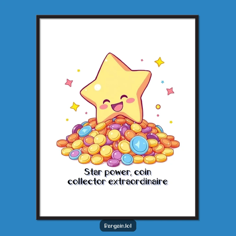Free Printable Star Coins Wall Art - Shimmering Riches Downloadable Decor Gift