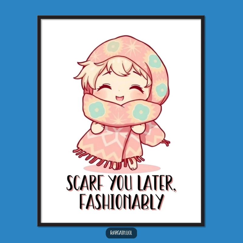 Funny Free Printable Wall Art: Giant Scarf Character, Humorous Downloadable Decor