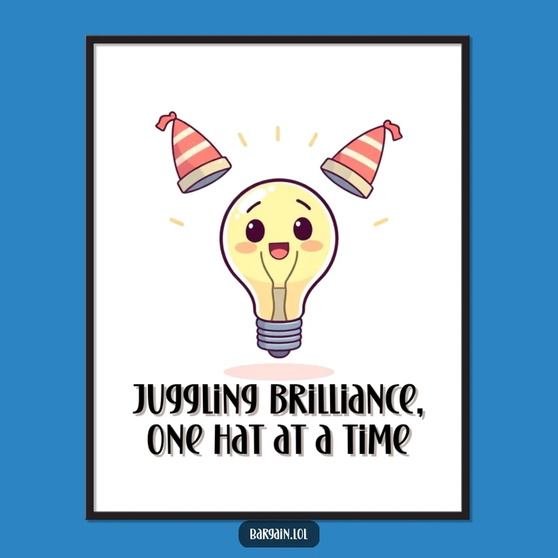 Free Printable Wall Art: Juggling Lightbulb Surprise, Quirky Downloadable Decor