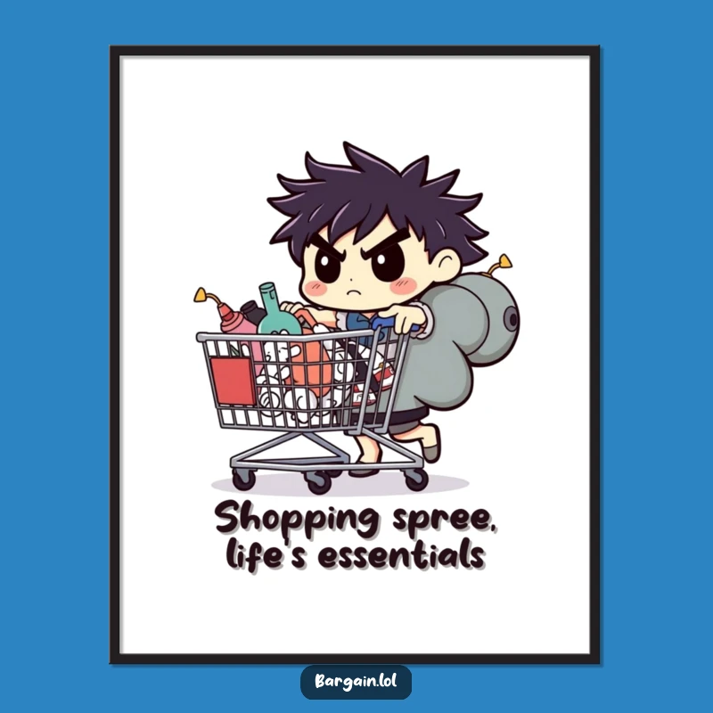 Free Printable Wall Art: Determined Shopper! Humorous Character Art, Downloadable Decor!