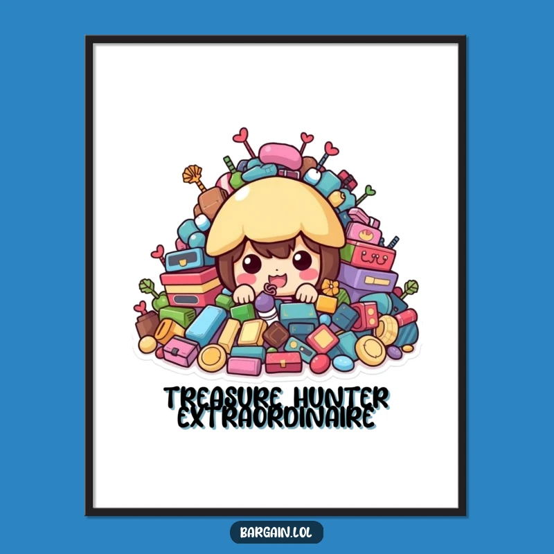 Funny Free Printable Wall Art: Treasure Hiding Character, Quirky Downloadable Decor