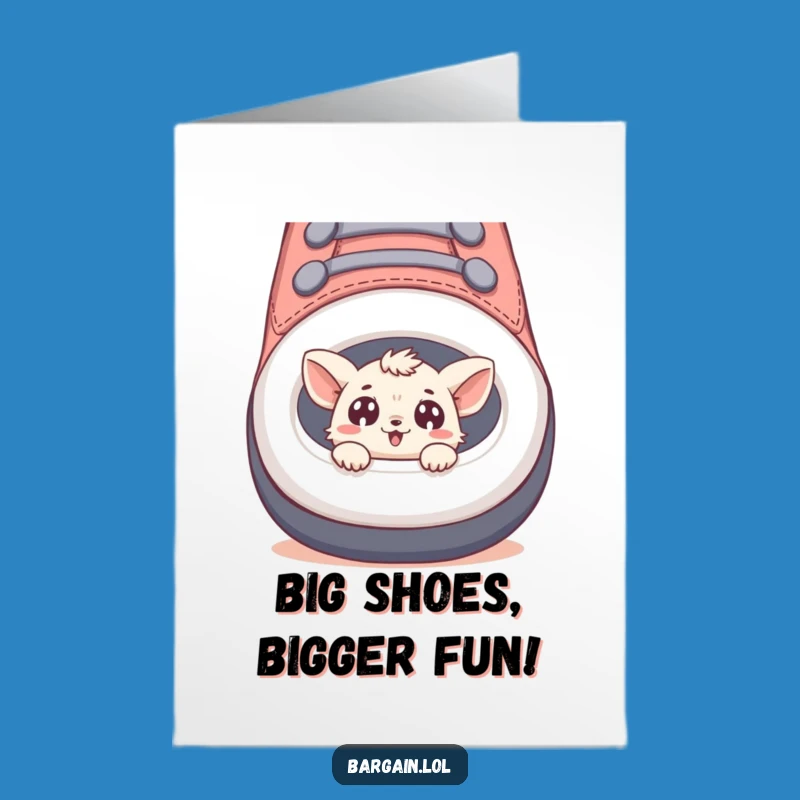 Free Printable Birthday Card: Tiny Creature Shoe Surprise Funny Downloadable Gift