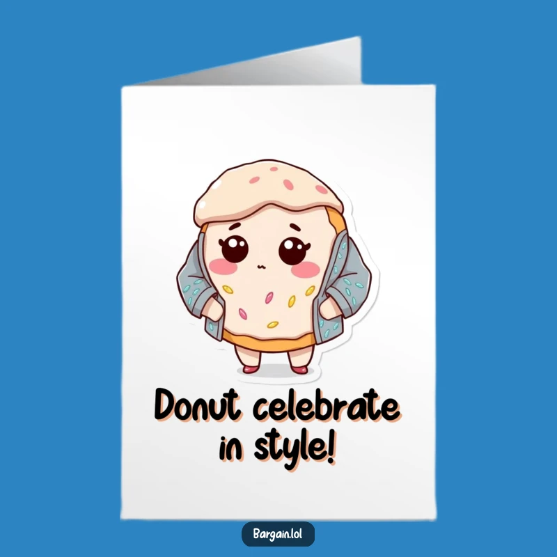 Free Printable Donut Birthday Card: Bewildered Donut Oversized Jacket Funny Downloadable Gift