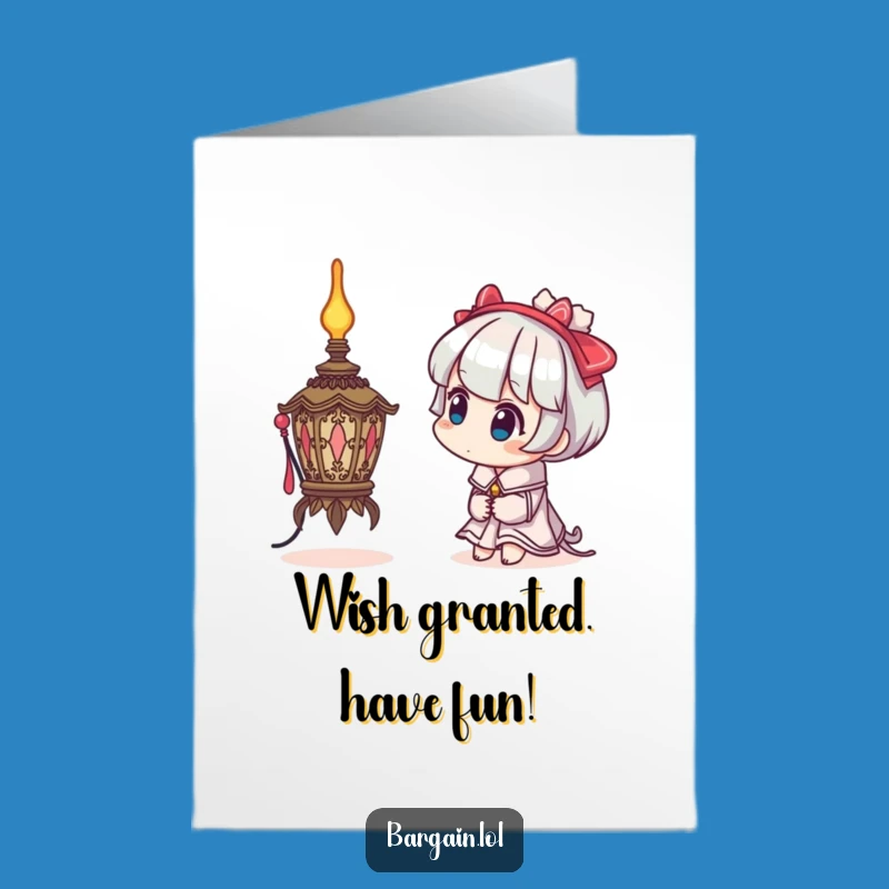 Free Printable Birthday Card: Curious Lamp Character, Funny Downloadable Gift