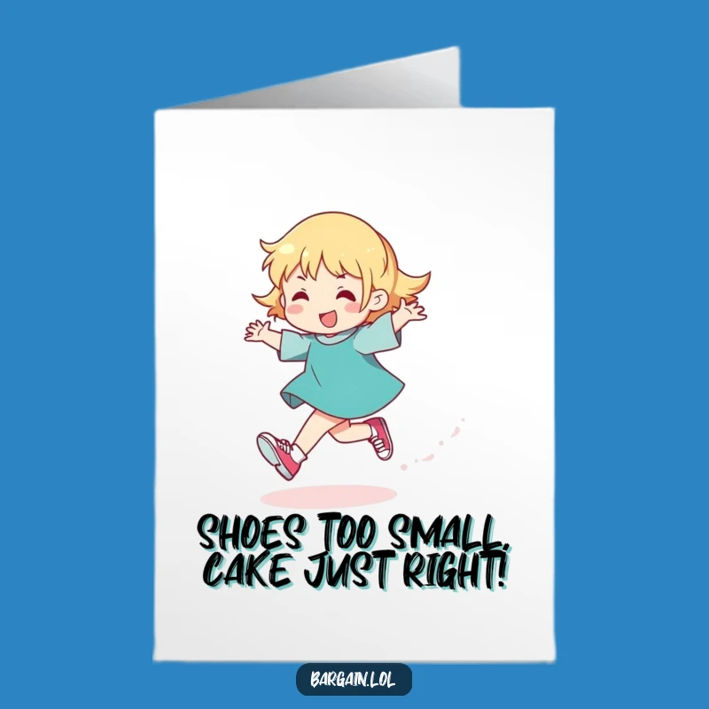 Free Printable Funny Birthday Card: Glittery Skipping Shoes, Hilarious Downloadable Gift