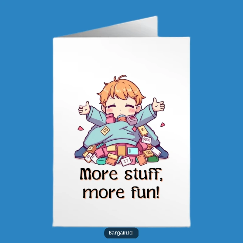 Funny Free Printable Birthday Card: Absurd Fashion Lover Embracing Discounts, Downloadable Gift