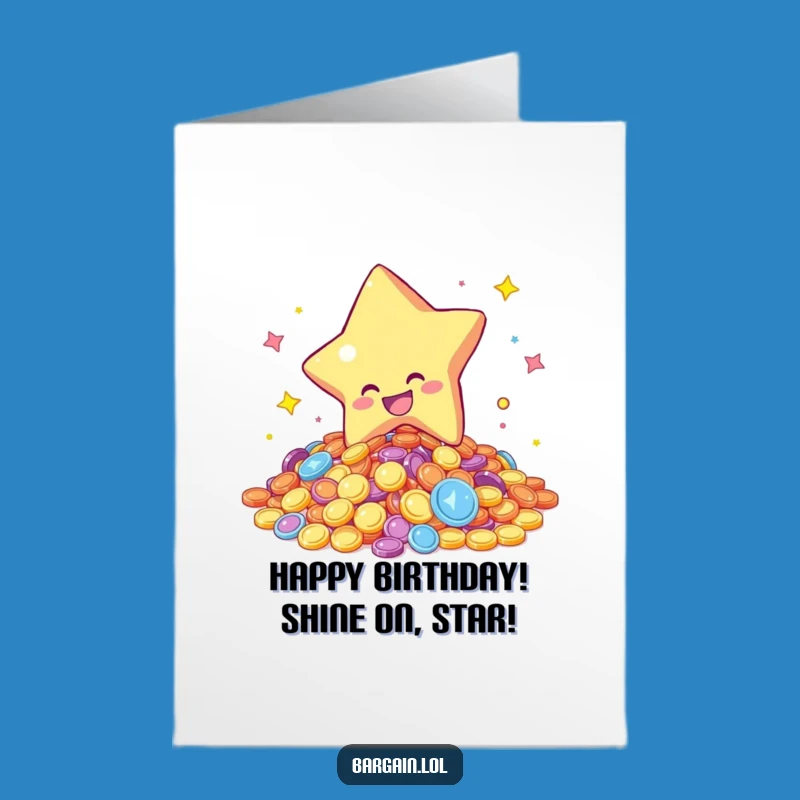 Free Printable Star Coins Birthday Card - Dive into Fun Downloadable Gift