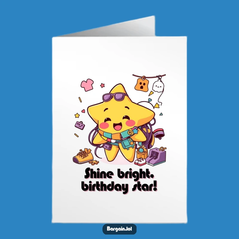Free Printable Birthday Card: Star Tangle Funny Downloadable Gift