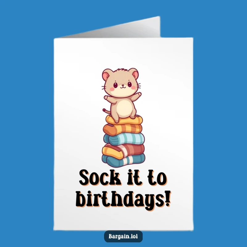 Free Printable Birthday Card: Critter Sock Stack Funny Downloadable Gift
