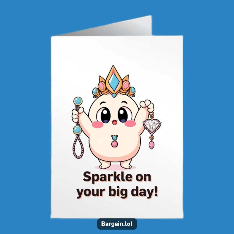 Free Printable Birthday Card: Tacky Jewelry Blob Monster Greeting for a Fun-Loving Friend
