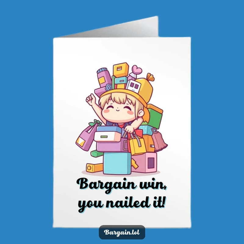 Free Printable Bargain Hunter Congrats Card: Humorous Downloadable Shopping Gift