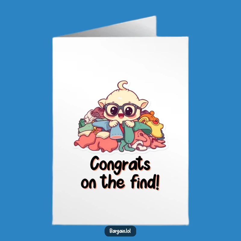 Free Printable Congrats Card: Creature's Thrifting Success for Your Big Achievement!