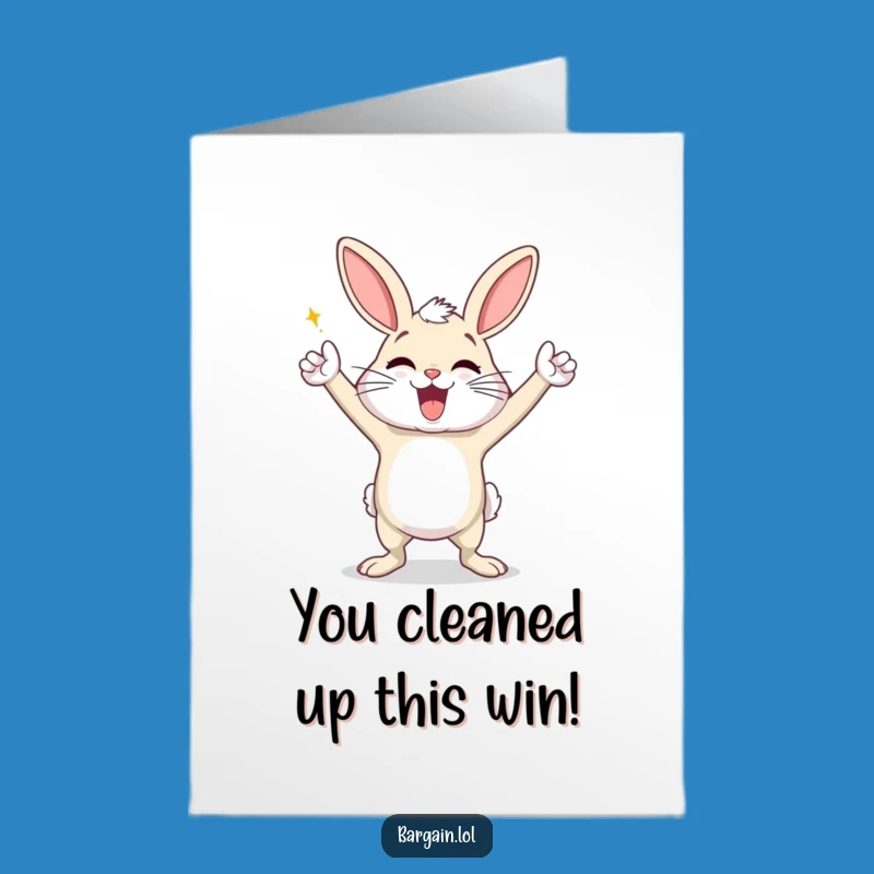 Free Printable Dust Bunny Congrats Card: Victory Dance DIY Gift