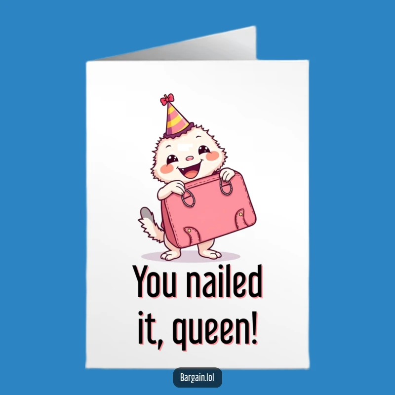 Free Printable Congrats Card: Creature's Party Hat & Huge Retro Bag - DIY Gift!