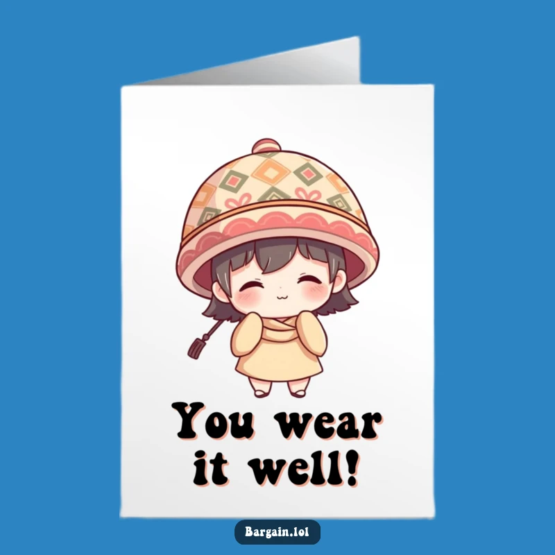 Congrats Free Printable Card: Big Hat Vibes, Shy Smile, Downloadable Gift