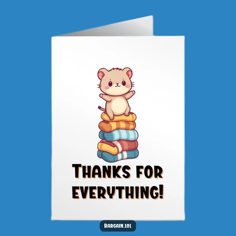 Free Printable Thank You Card: Critter Sock Stack Funny Downloadable Gift