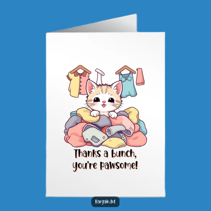 Free Printable Thank You Card: Cute Kitten Thrift Treasures Funny Downloadable