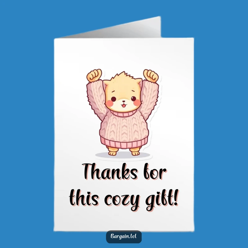 Free Printable Thank You Card: Fuzzy Friend Sweater Humor for Warm Thanks