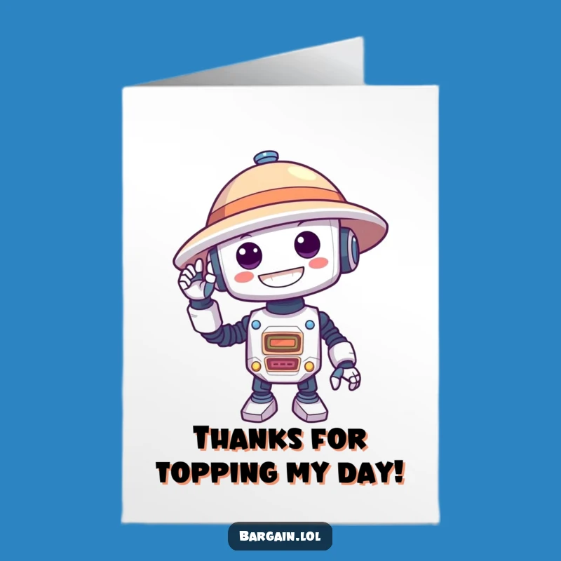 Free Printable Thank You Card: Robot Headwear Funny Downloadable Gift