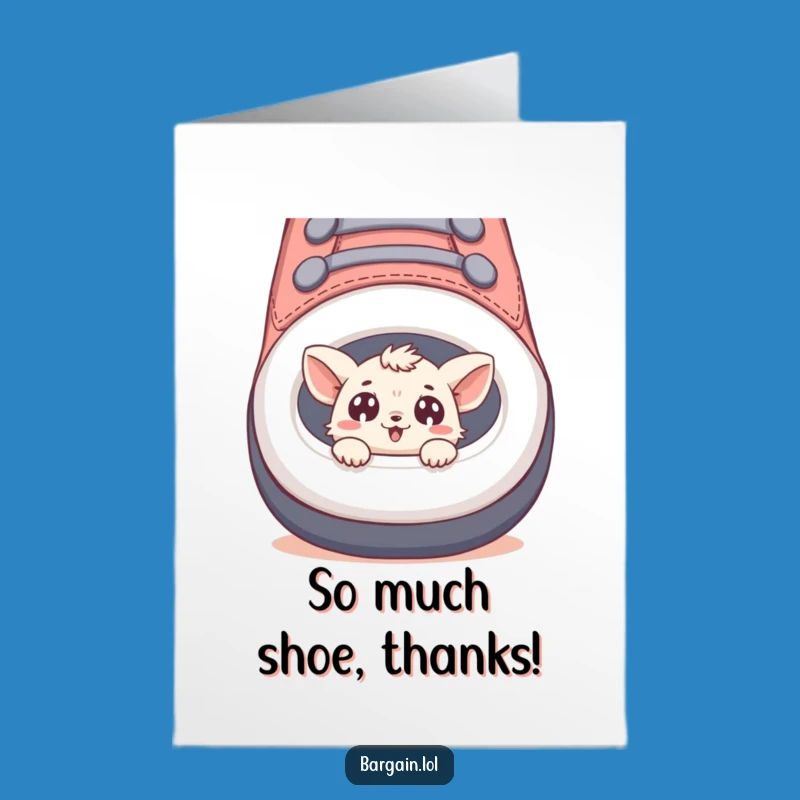 Free Printable Thank You Card: Tiny Creature Shoe Gratitude Funny Downloadable Gift