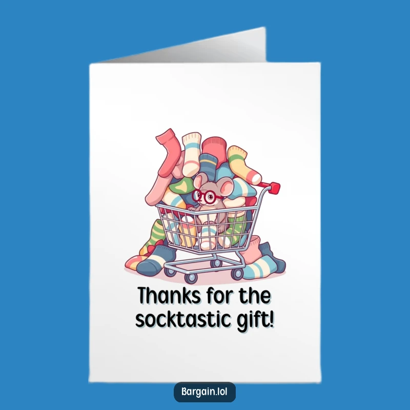 Free Printable Sock Mouse Thank You Card: Quirky Laundry Thanks Downloadable Gift