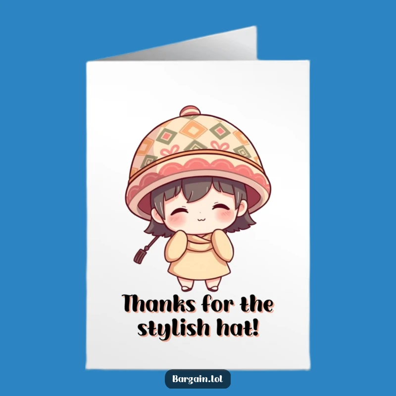 Thank You Free Printable Card: Big Hat Energy, Shy Smile, Downloadable