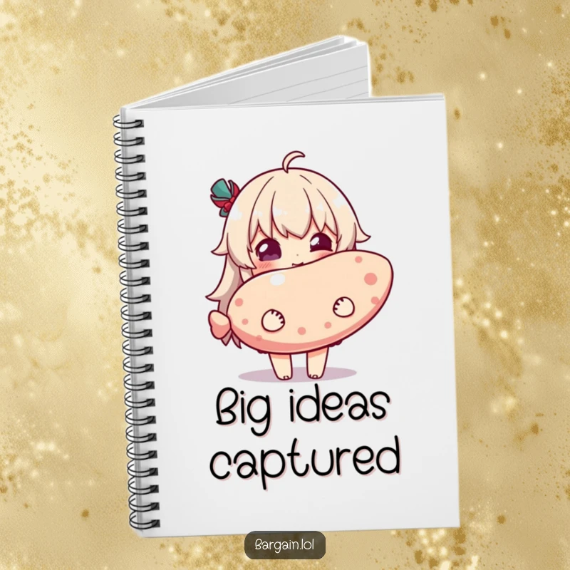 Funny notebook with a character's pure delight holding a ridiculously oversized novelty item, inspiring creativity and joyful expression.