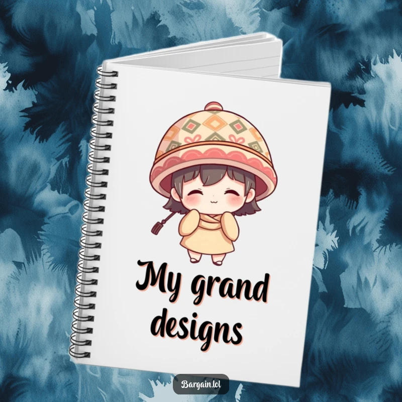 Funny Notebook: Character with shy smile wearing a large hat, for fashion and creative notes.