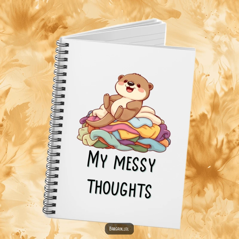 Funny notebook with a cute otter sliding down colorful clothes, inspiring playful notes and creative ideas for animal lovers.