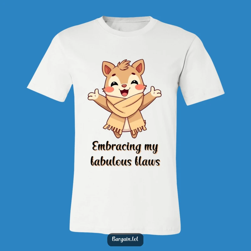 Funny Creature T-Shirt: Embrace Fashionable Scarf Chic with this Happy Character Tee