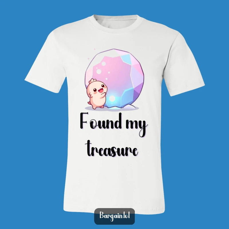 Funny Gemstone Surprise Tee: Tiny Creature's Delightful Find, Humorous Gift