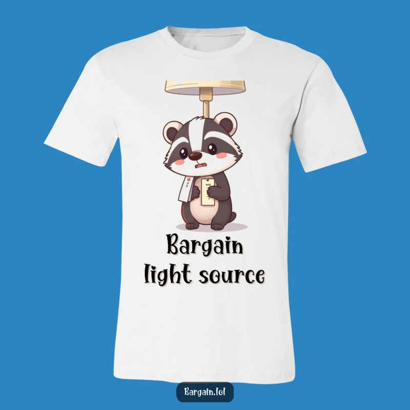 Funny Kawaii Badger T-Shirt: Shocked by Lamp Price Surprise