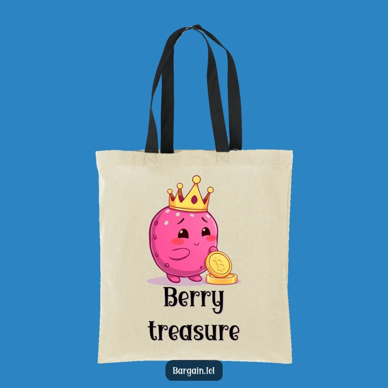 Funny Berry King Tote Bag: Crowned Berry Coin Holder, Handy Funny Gift