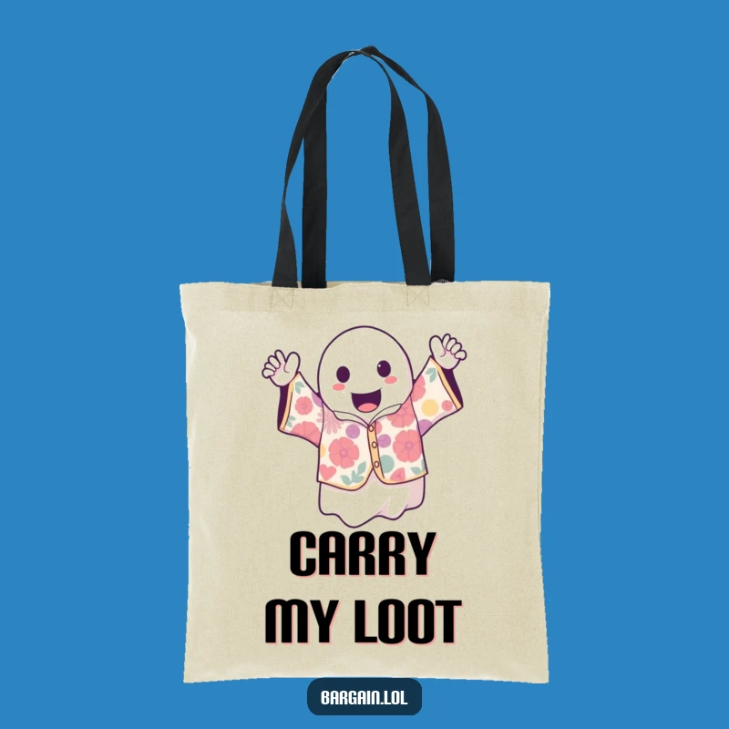 Funny Kawaii Ghost Tote Bag: Vintage Fashion Haul Bag Gift